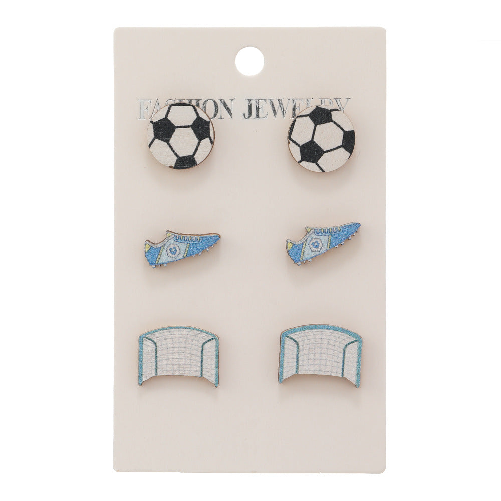 Wholesale Cartoon Football Set Earrings